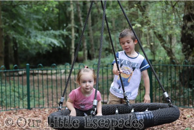 ethan little e playing circle swing highwoods country park