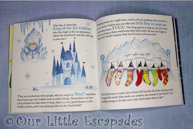personalised childrens christmas book santa socks ice goblins