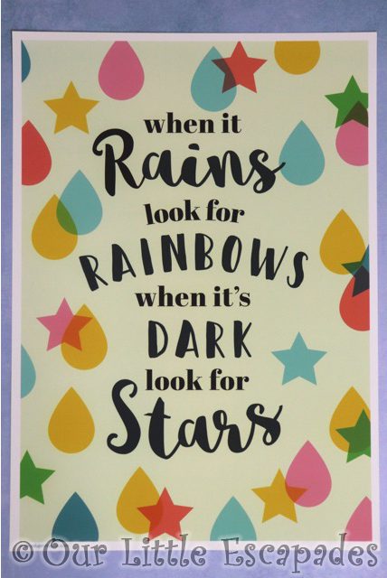 childrens art prints when it rains look for rainbows when its dark look for stars