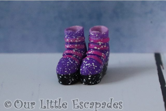 off the hook style dolls purple paint fleck boots