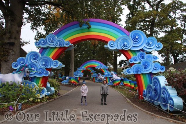little e ethan unicorn rainbow arch longleat safari park October 2019