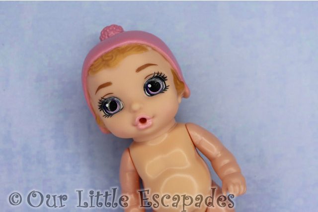 brown hair purple eyes pink hat doll baby born surprise series 2