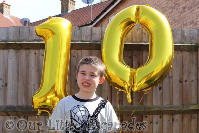 ethan tenth birthday balloons Turning Ten