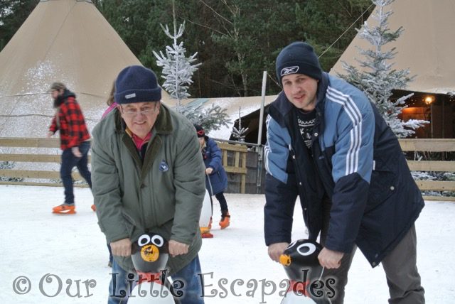 darren grandpa ice skating holding penguin supports lapland uk superstar day