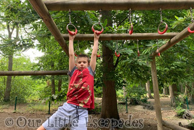 ethan swinging monkey bars childrens play area highwoods country park