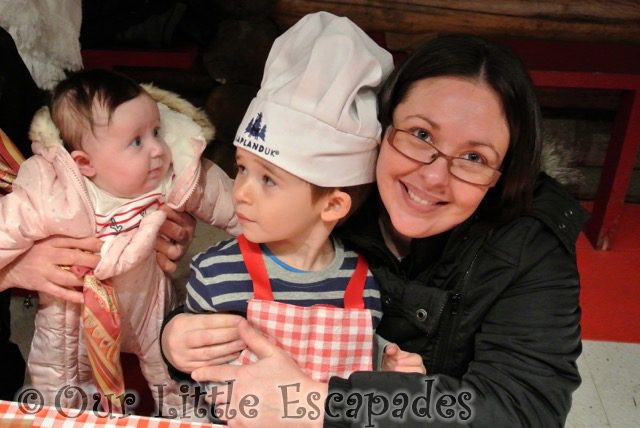 jane little e ethan wearing chef hat lapland uk superstar day