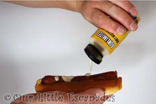 bunlimited honey mustard sauce hot dog