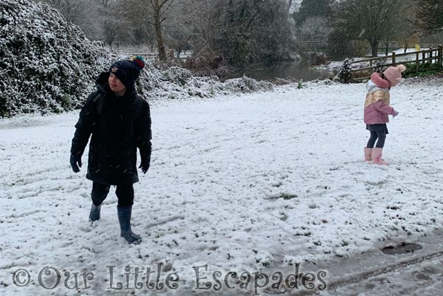 ethan little e walking snow snowy walk to school