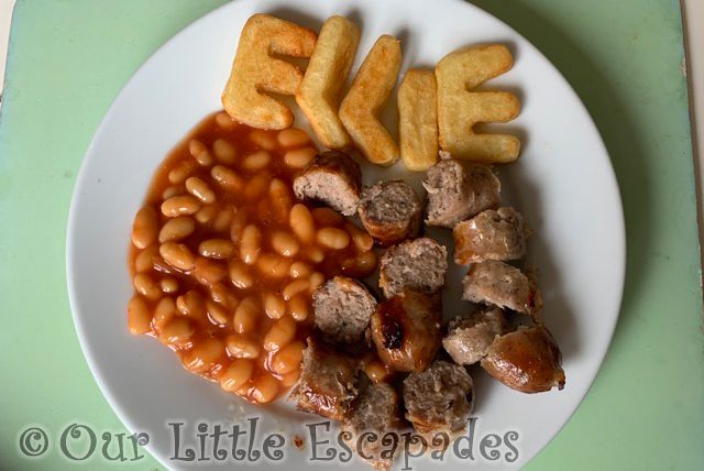 little es dinner sausage beans potato letters spelling name 2021 Week 14
