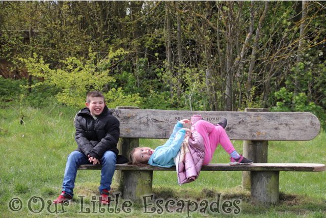 ethan sitting little e laying bench cudmore groove mersea island April 2021