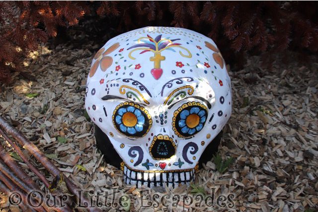 yellow details decorated day of the dead skull colchester zoo
