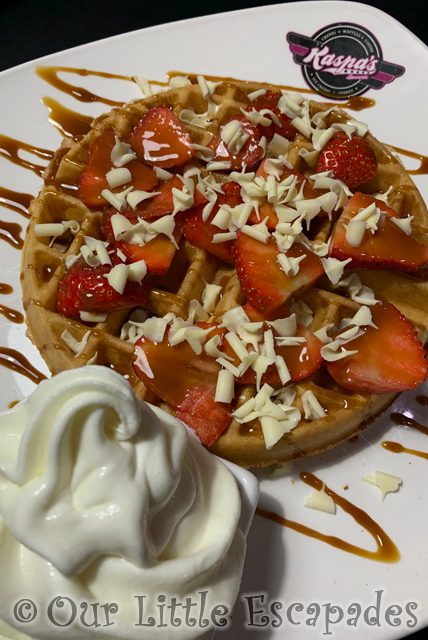 strawberry butterscotch waffle pancake day kaspas
