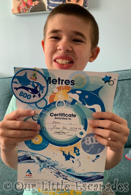 ethan holding 800 metres swimming certificate 2022 Week 17