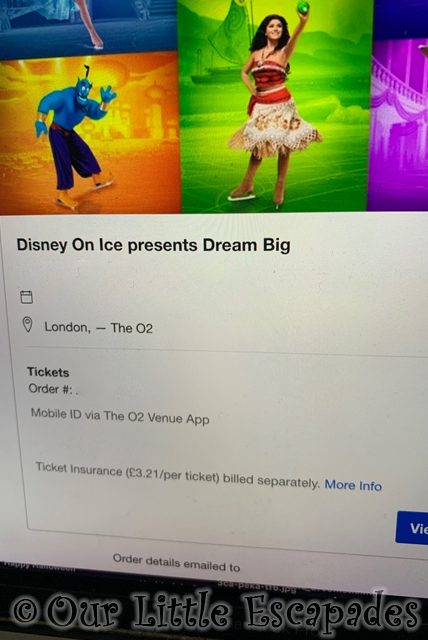 ticket order confirmation disney on ice dream big