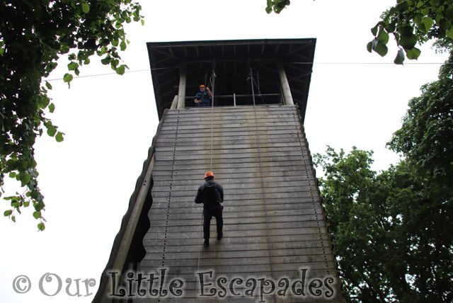 darren coming down abseiling tower pgl family holiday