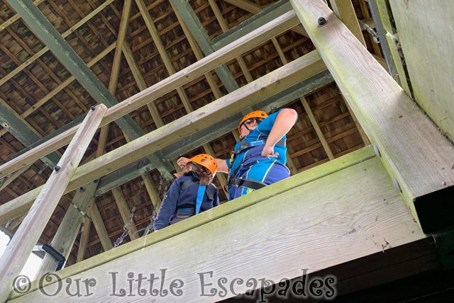 little e looking view top abseiling tower pgl family holiday