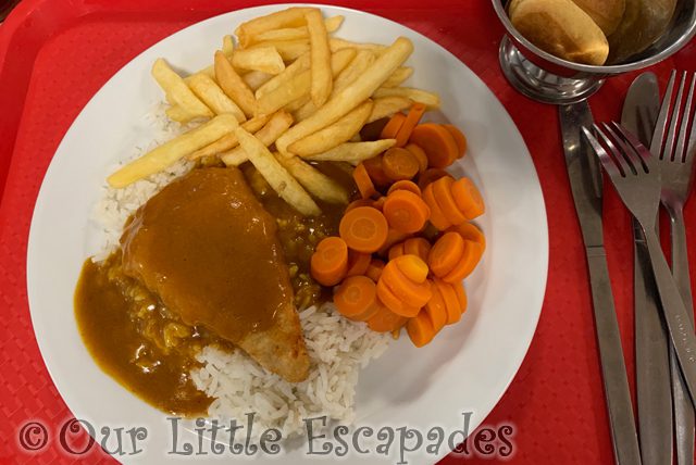 chicken katsu curry carrots chips pgl dinner
