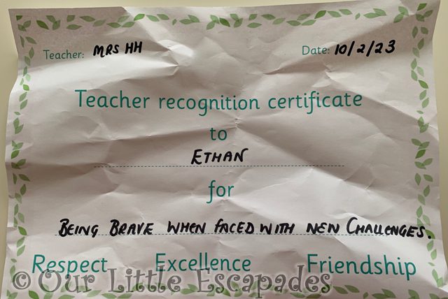 ethan teacher recognition certificate