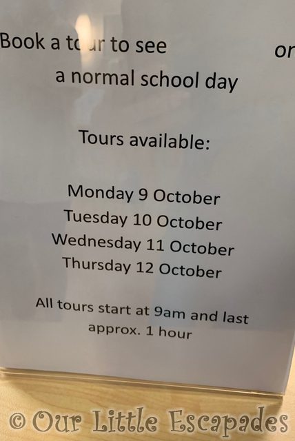 normal school day tour times